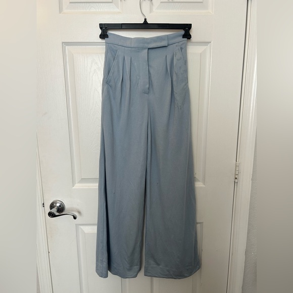 MAX MARA Mimma Wide Leg Pants in Light Blue - Picture 3 of 6